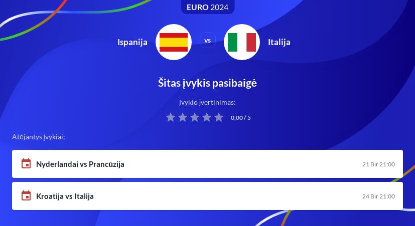Ispanija – Italija Tiesiogiai