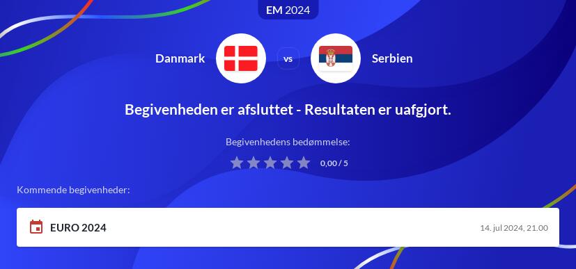 Danmark vs Serbien Bedste Odds