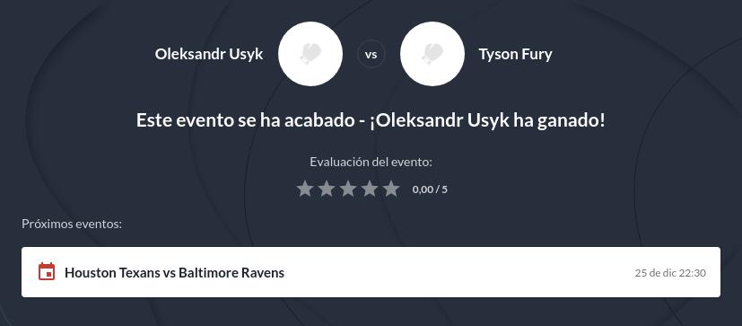 Pronóstico Usyk vs Fury 2