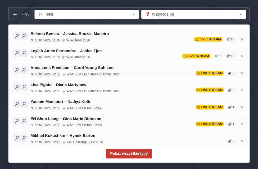 Tenis Obstawianie na Żywo