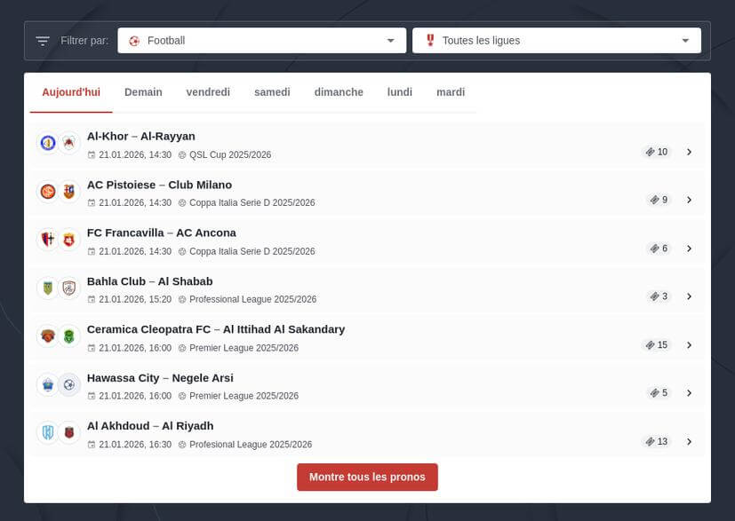 Pronostic Foot Score Exact du Jour