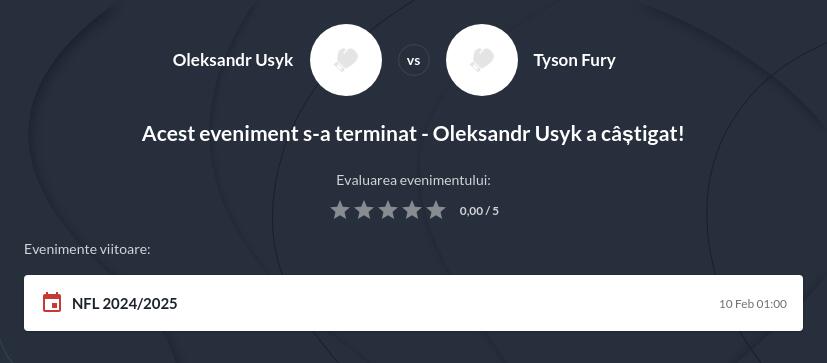 Usyk vs Fury 2 Cote de Pariuri