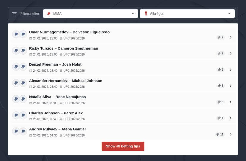 Betta på MMA: spelförslag 2026