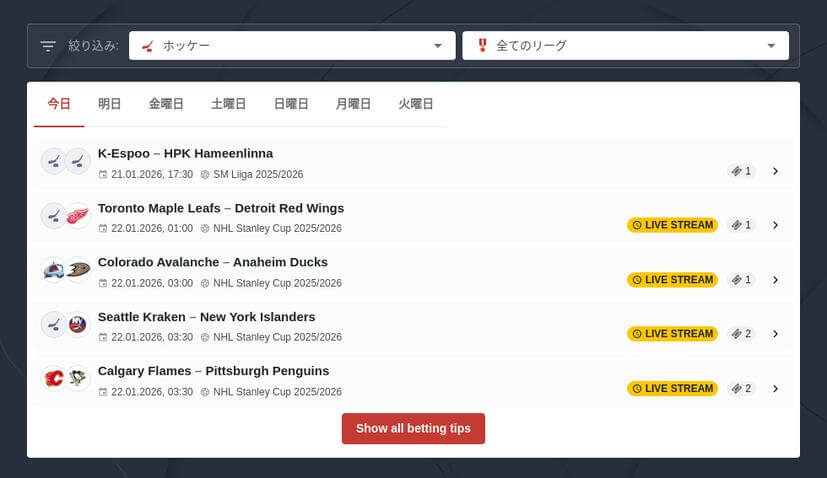 アイスホッケーのブックメーカーでの賭け方