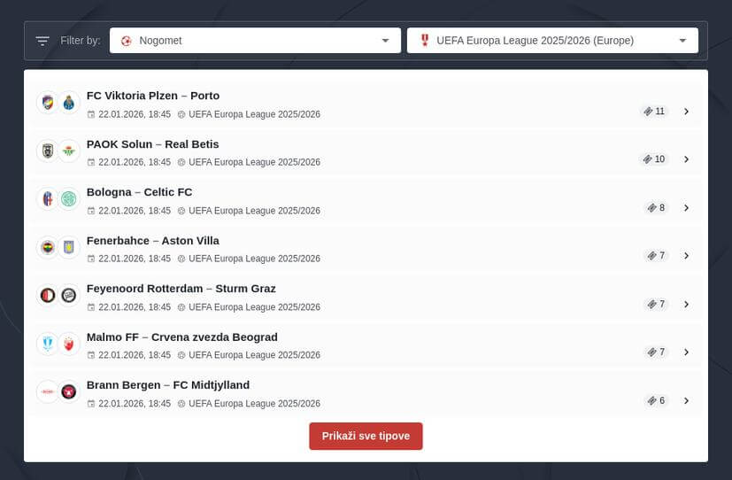 Europska liga 2025/2026 klađenje