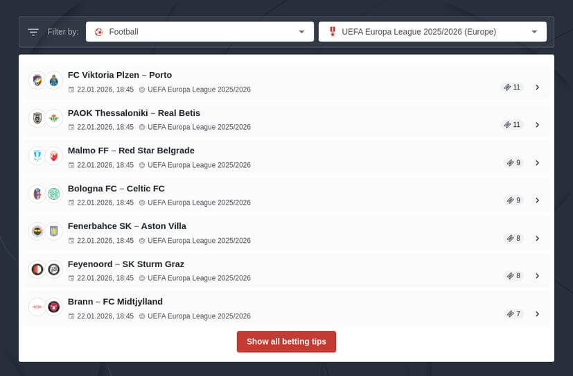 Europa League Betting Tips