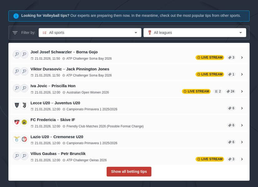 Free Volleyball Betting Tips