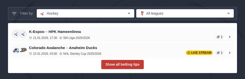 Free Hockey Betting Tips and Predictions