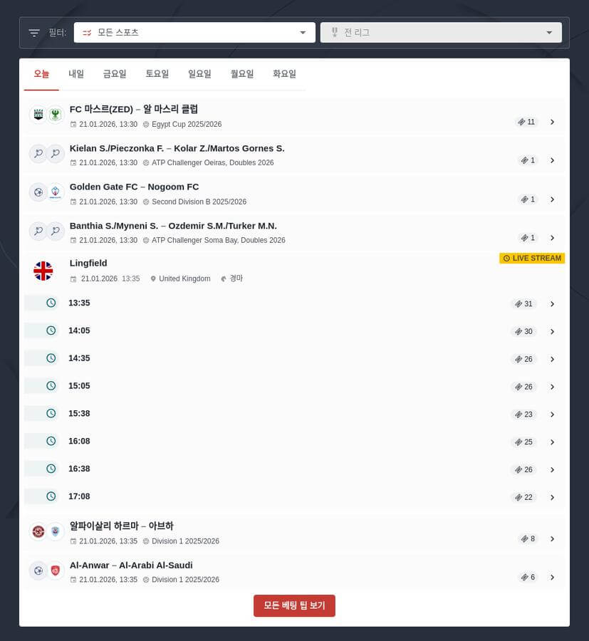 한국에서 가장 자주 베팅하는 5가지 스포츠