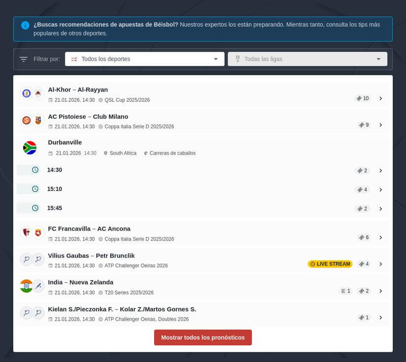 Pronósticos béisbol de grandes ligas: MLB, NPB y LMP