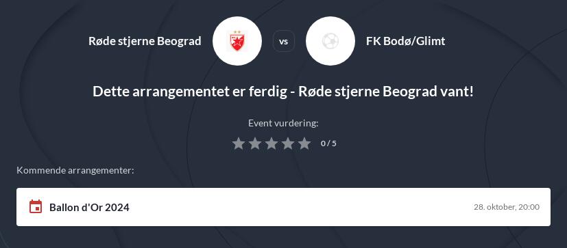 Røde Stjerne mot Bodø/Glimt Betting Tips
