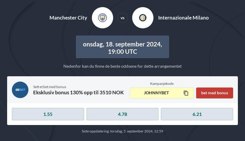 Man City mot Inter Betting Tips