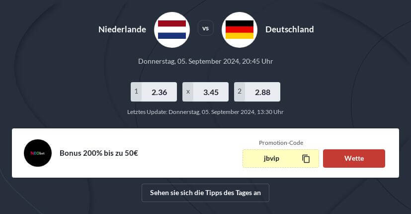 Deutschland - Niederlande Wettquoten