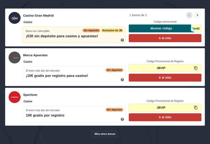 Mejores Bonos Sin Depósito para Casinos en España 2025
