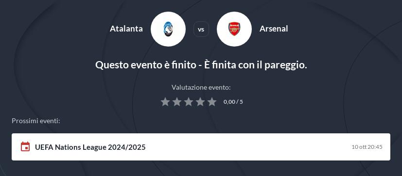 Pronostico Vincente Atalanta - Arsenal