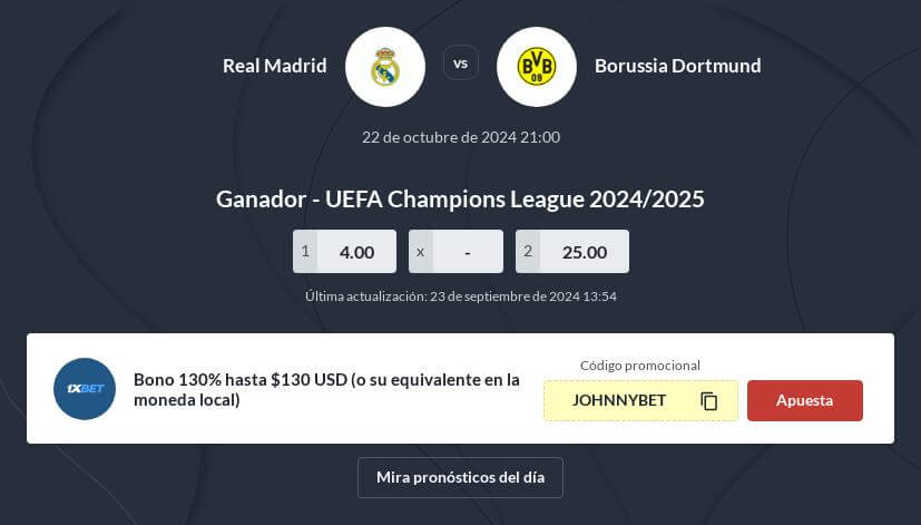 Pronóstico Real Madrid vs Borussia Dortmund