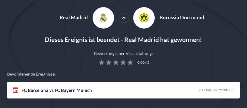 Real Madrid - Borussia Dortmund Wettquoten