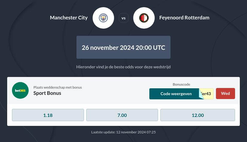 Manchester City - Feyenoord Voorspelling