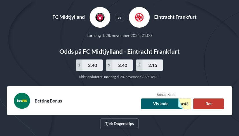 Forudsigelser for FC Midtjylland vs Eintracht Frankfurt