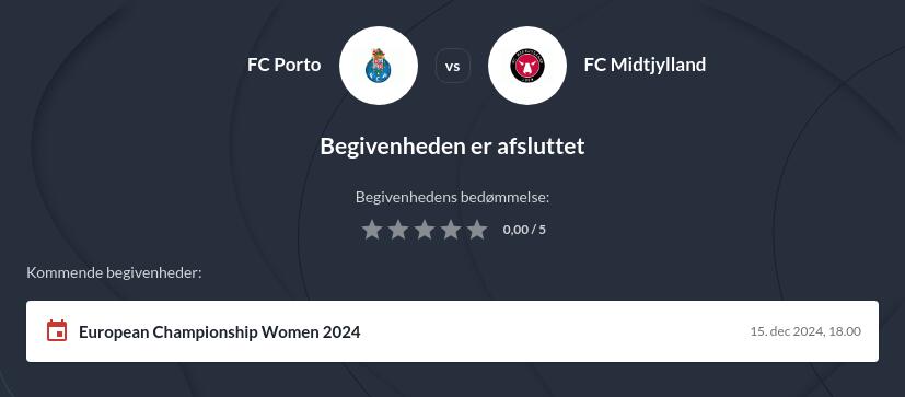 Betting odds på Porto vs FC Midtjylland