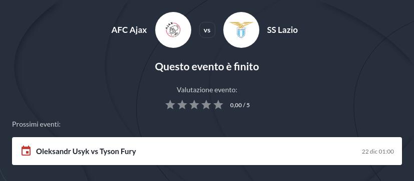 Pronostico Lazio - Ajax Europa League