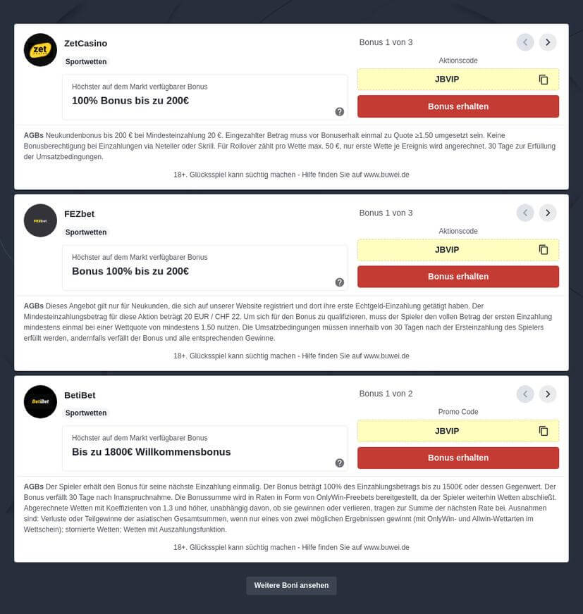 Gratiswetten & Freiwetten ohne Einzahlung