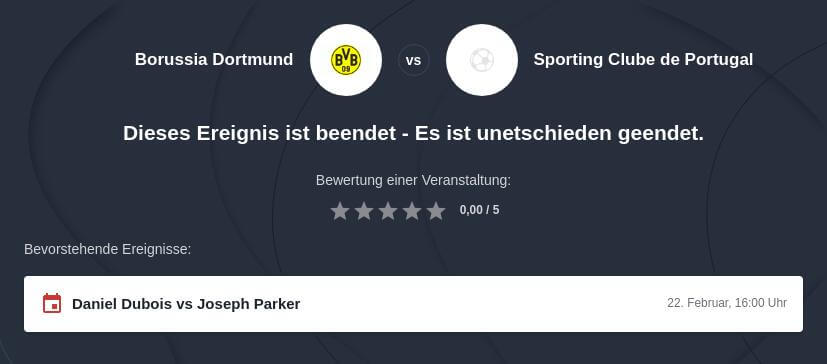 Borussia Dortmund - Sporting Lissabon Wettquoten