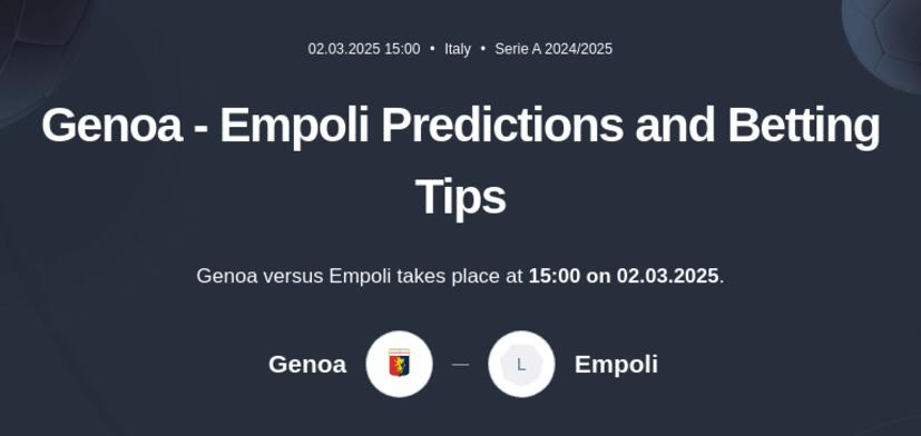 Genoa - Empoli Predictions and Betting Tips