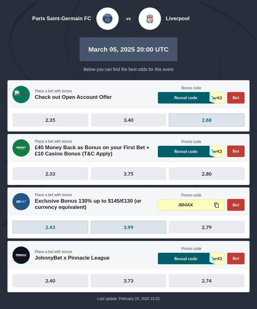 Liverpool vs PSG Betting Prediction