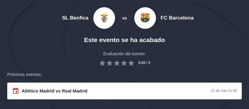 Benfica vs Barcelona pronóstico