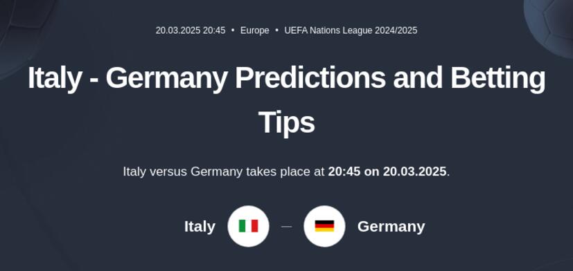 Italy - Germany Predictions and Betting Tips