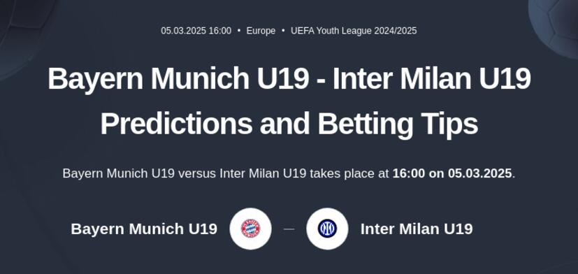 Bayern Munich U19 - Inter Milan U19 Predictions and Betting Tips
