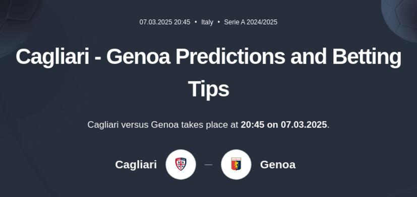 Cagliari - Genoa Predictions and Betting Tips