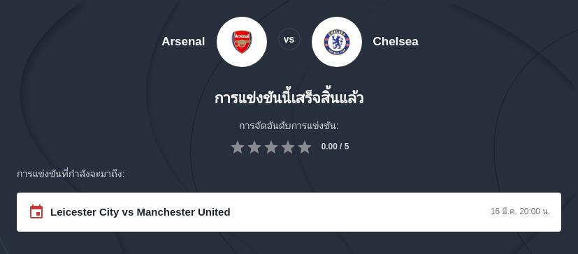เกมแห่งศักดิ์ศรี! อาร์เซนอล พบ เชลซี พรีวิว 16 มี.ค. 68 ทีมไหนจะคว้าชัย?
