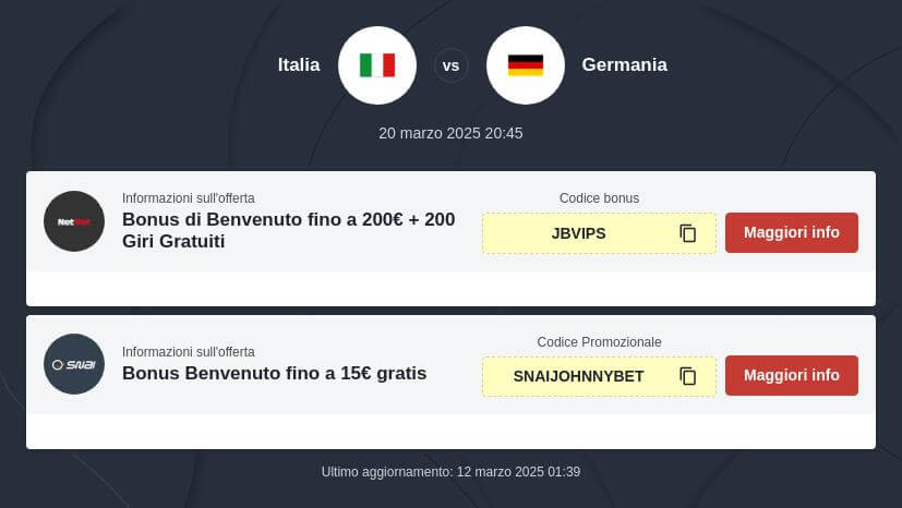 Pronostico Scommesse Italia - Germania