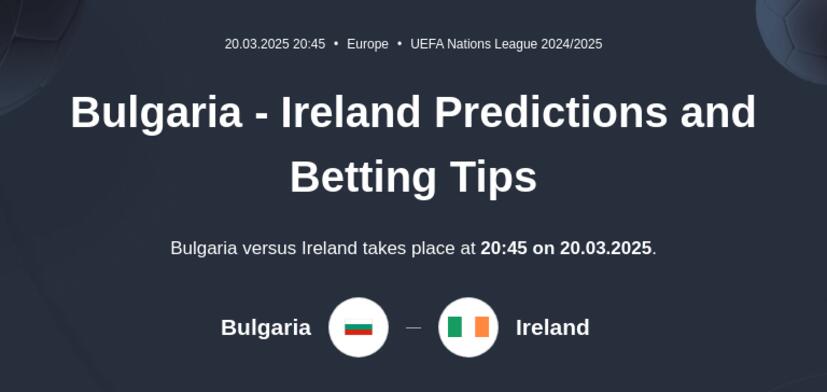 Bulgaria - Ireland Predictions and Betting Tips