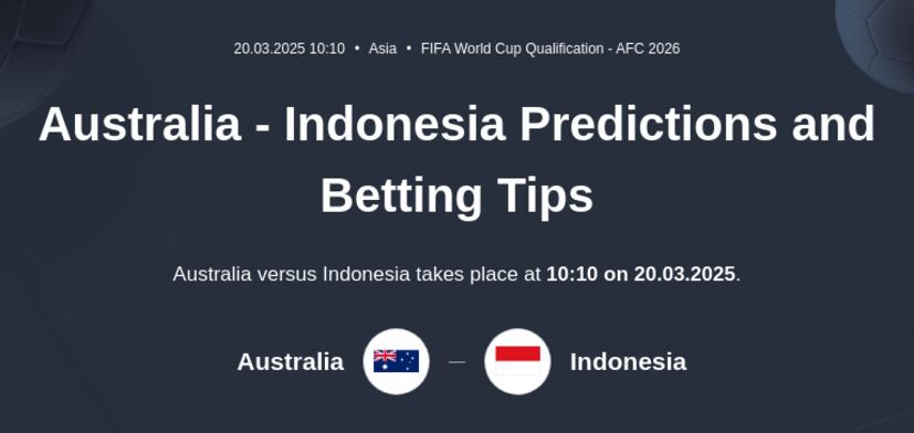 Australia - Indonesia Predictions and Betting Tips