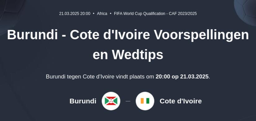 Burundi - Cote d'Ivoire Voorspellingen en Wedtips