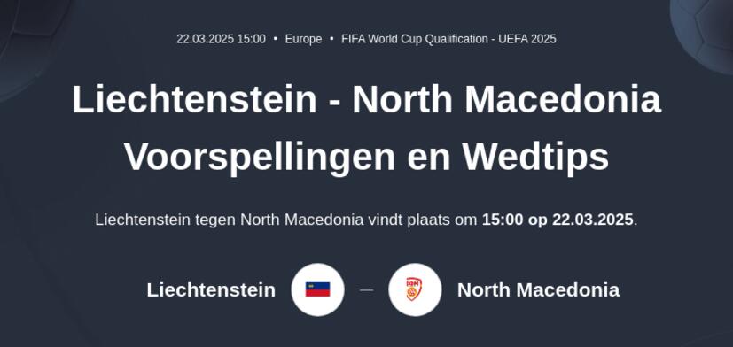 Liechtenstein - North Macedonia Voorspellingen en Wedtips
