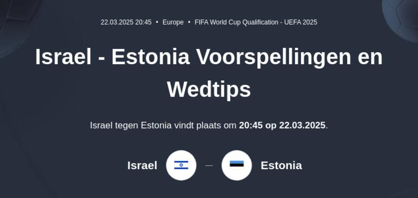 Israel - Estonia Voorspellingen en Wedtips