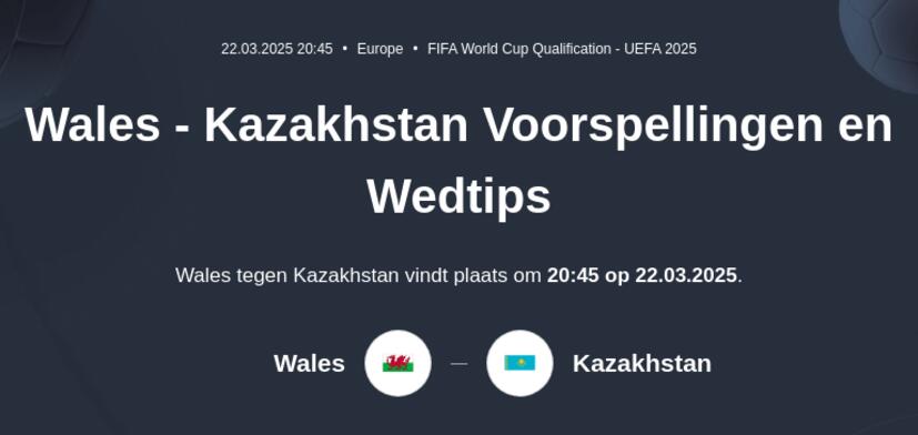 Wales - Kazakhstan Voorspellingen en Wedtips
