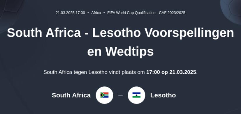 South Africa - Lesotho Voorspellingen en Wedtips