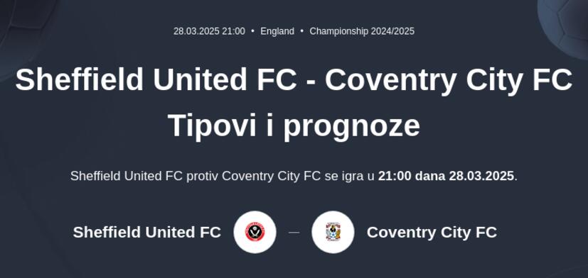 Sheffield United FC - Coventry City Tipovi i prognoze