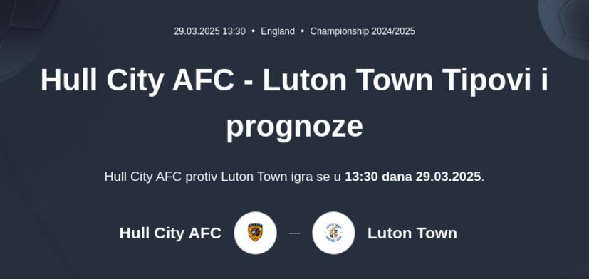 Hull City - Luton Town Tipovi i prognoze
