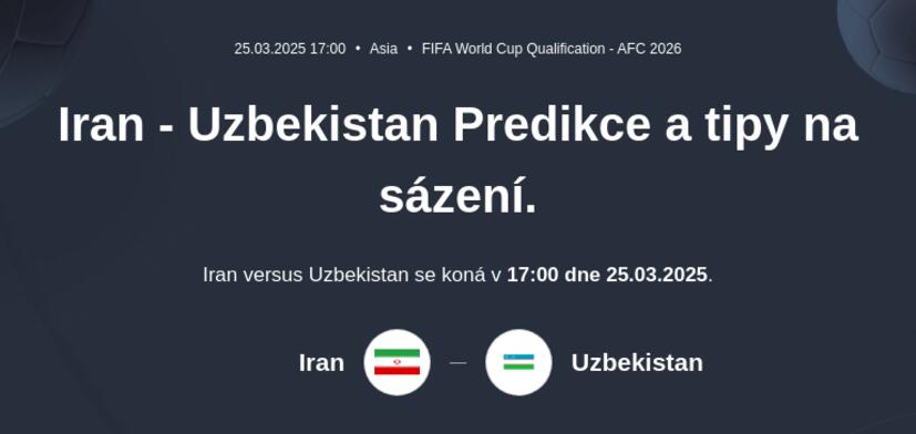 Iran - Uzbekistan Predikce a tipy na sázení.