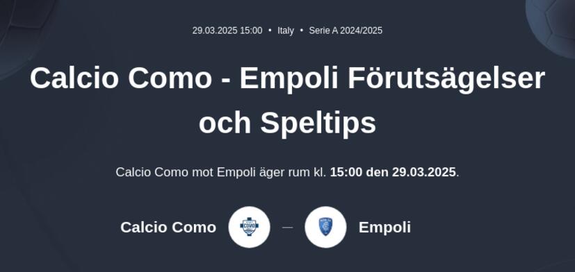 Calcio Como - Empoli Förutsägelser och Speltips