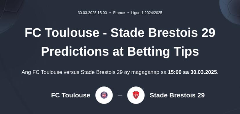 FC Toulouse - Stade Brestois 29 Predictions at Betting Tips