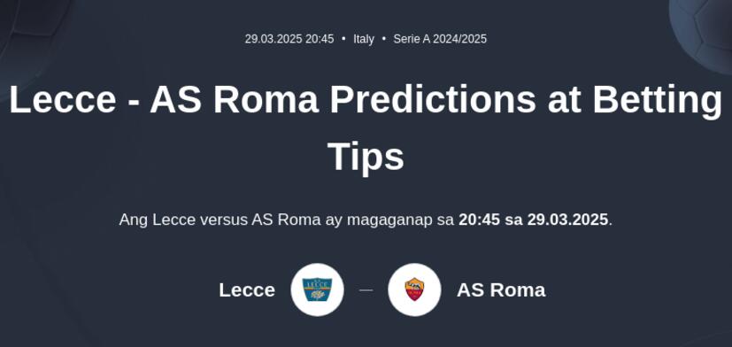 Lecce - AS Roma Predictions at Betting Tips
