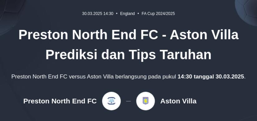 Preston North End - Aston Villa Prediksi dan Tips Taruhan