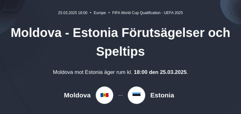 Moldova - Estonia Förutsägelser och Speltips